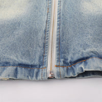 European And American Fashion Loose Contrast Color Lapels Washed And Worn Denim Jacket