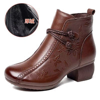 Retro Women's Soft Sole Soft Leather Cotton Shoes