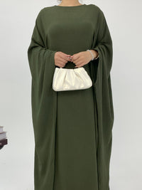 Womens Cinched-waist Batwing-sleeve Dress