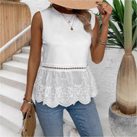 Elegant Solid-Color Summer Casual Crew-Neck Sleeveless Tank Top