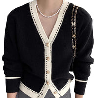 Korean Style Gentle And Comfortable Loose Large V-neck Slimming Bedford Cord Sweater