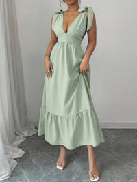 Summer V-Neck Solid Color Elegant Dress