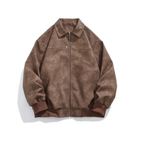 Retro Brown Couple Coat Loose Maillard Jacket Top