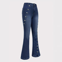 Fashionable Slim-fit Solid-color Blue Jeans