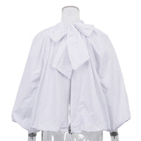 Puff-sleeved Backless Stand-collar Blouse