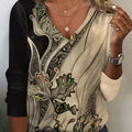 Fall Winter Fashion Printing Long-sleeve T-shirt Sexy Temperament Collar Top Slim Women's Clothing Animal And Plant Printing