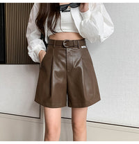 Casual Loose A-line PU Leather Boot Pants