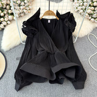 Ruffled-waist Blouse For Women Niche Style