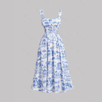 Women's Fashionable Slim-Fit Printed Strap Dress