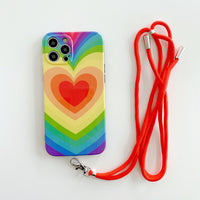 Diagonal Mobile Phone Case Net Red Love Lanyard Soft