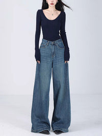 Women's Loose Jeans Straight Mopping Pants