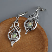 Creative Retro Metal Drop-shaped Gem Pendant Earrings