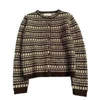 Merino Wool Crew-Neck Single-Breasted Cardigan Sweater