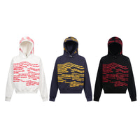 Phantom Letter Niche Design Hooded Fleece Lined Sweater