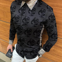 Long Sleeve Shirt Simple Printed Men's Casual Printed Shirt
