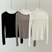 Glitter High Elastic Wool Off-neck Long Sleeve Sweater