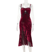 Christmas Gothic Dark Ruffle Lace Dress