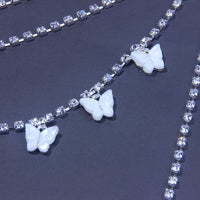 Sexy Butterfly Pendant Multilayer Rhinestone Waist Chain Women's Club Body Chain