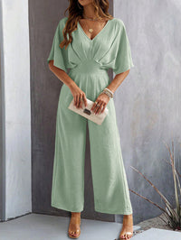 Women's Short-sleeved Wide-leg Jumpsuit