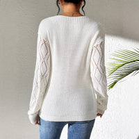 Lace Stitching Hollow Contrast Color Knitwear