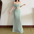 Strapless Slim Fit Crop Top Cutout Off Shoulder Dress Womens Style