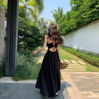 Hepburn-style Seaside Vacation Halter Dress For Women