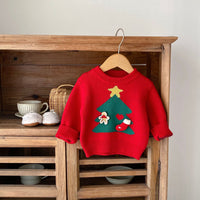 Autumn And Winter Sweater 0-3 Years Baby Girl Christmas Tree Jacquard Pullover Sweater Coat
