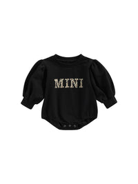 Baby Leopard Print Long Sleeve Mini Letter Romper