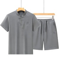 Summer Mid- To Older-Aged Men's Ice Silk Short-Sleeve Shirt