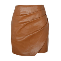 Women's High Waist Irregular PU Leather Skirt
