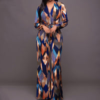 Fashion Digital Print Women's Lace-Up Jumpsuit