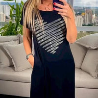 Women's Crew-Neck Slim-Fit Long Dress