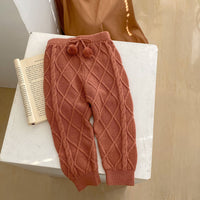 Baby Boys And Girls Rhombus Knitted Pure Beam Long Pants