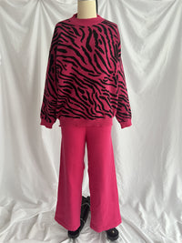 Commuter Knitted Two-piece Zebra Pattern Contrast Color