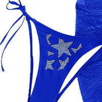 Bikini Swimsuit New Sexy Rhinestone Gauze Skirt Three-piece Suit Split