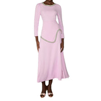 Rhinestone-Embellished Long-Sleeve Waist-Cinching High-Waist Skirt Set