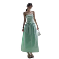 French Mint Green Strapless Beach Dress For Women