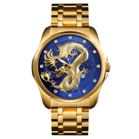 Chinese Fashion Dragon Totem Embossed Stainless Steel Strap Men