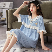 Women's Casual Cotton Short Sleeve Cropped Pants Loungewear Set