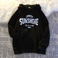 Retro Alphabet Printed Hoodie Fleece Padded Coat