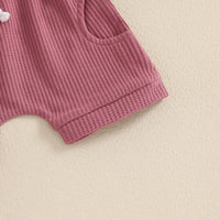 Girls Fashion Letter I Embroidery Waffle Suit