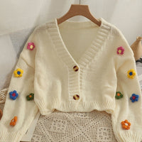 Sweet-style Short Two-button Knit Sweater For Women