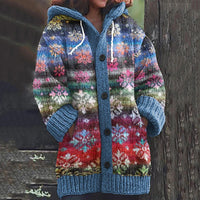 New Christmas Abstract Printed Casual Cloak Coat