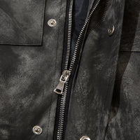 Tie-dyed Loose PU Leather Jacket For Men