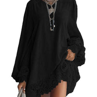 Bestselling Solid Color Lace-trimmed Dress