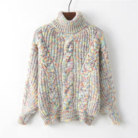 Autumn And Winter New Women's Wool Turtleneck Pullover Twist Long Sleeve Loose Knitted Bottoming Shirt