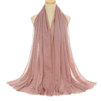 Pleated Viscose Yarn Monochrome Scarf Natural Wrinkled Cotton And Linen Burrs