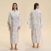Womens SpringAutumn Printed Long-Sleeve Maxi Nightgown Loungewear