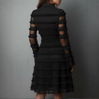 Womens Fashionable Casual Textured Long-Sleeve Dress