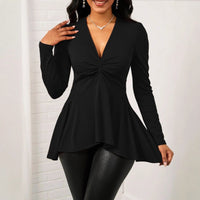 Fashionable V-neck Long-sleeve Casual Top For Women
